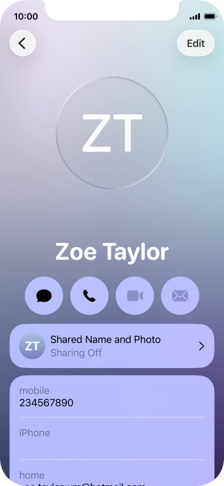 Press Shared Name and Photo.