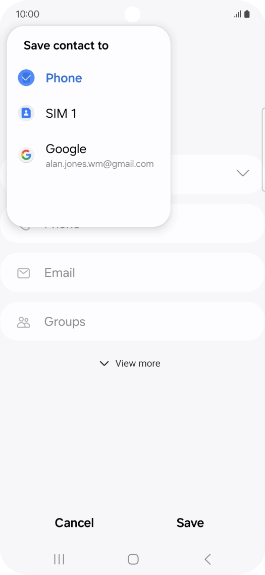 Press the required Google account.