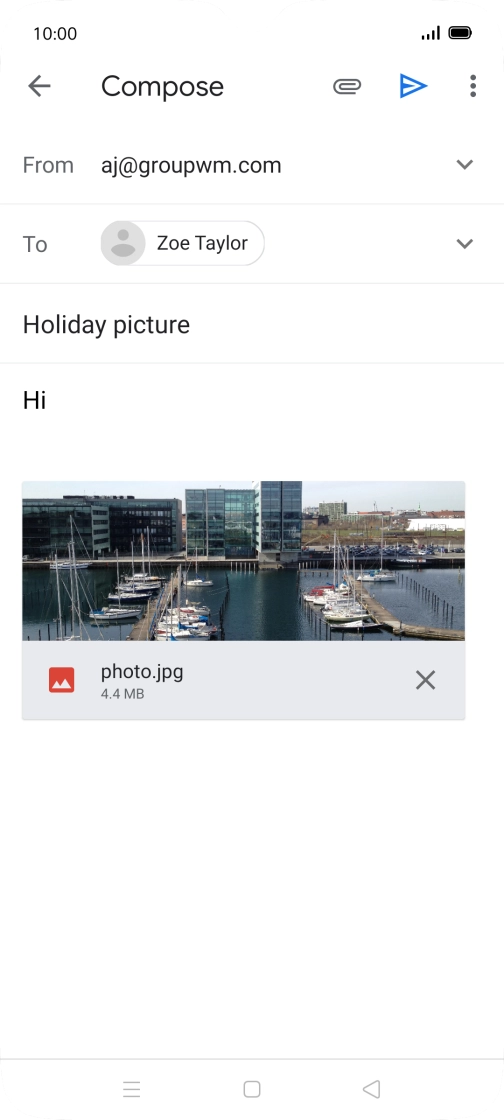 Press the send icon when you've finished your email.