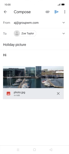 Press the send icon when you've finished your email.