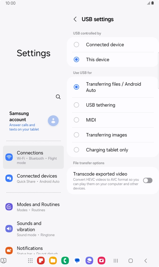 Press Transferring files / Android Auto.