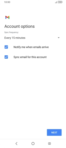 If this screen is displayed, you email account has been recognised and set up automatically. Follow the instructions on the screen to key in more information and finish setting up your phone.