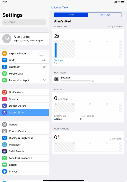 Press Last 7 Days to see your use for the past week.