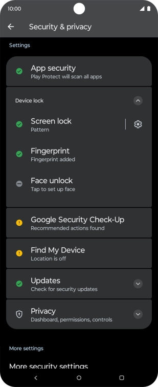 Press Screen lock and key in the additional phone lock code you created earlier.