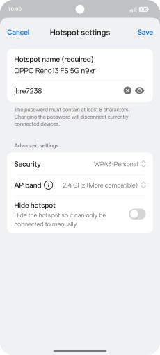 Press the password field and key in the required password.