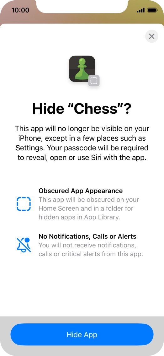 Press Hide App.
