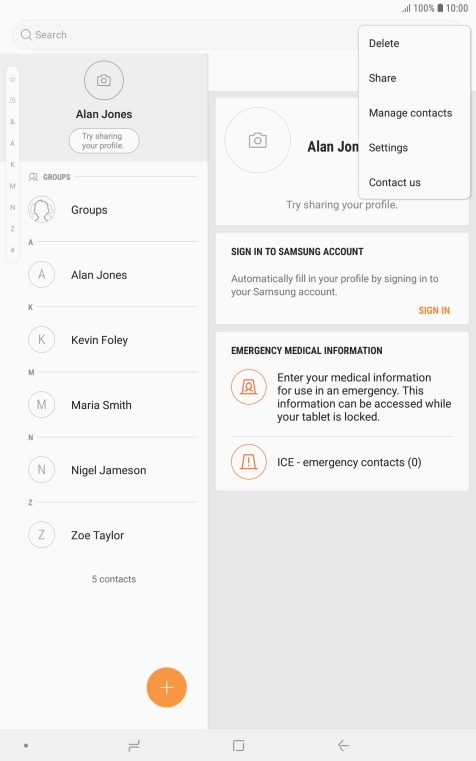 Press Manage contacts.