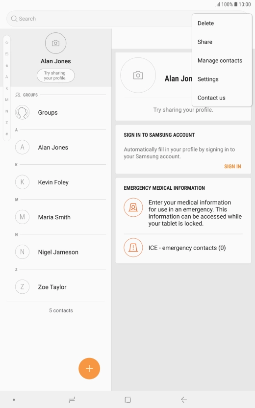 Press Manage contacts.
