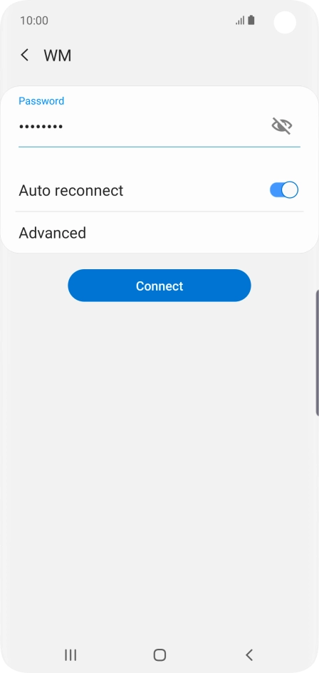 Key in the password for the Wi-Fi network and press Connect.