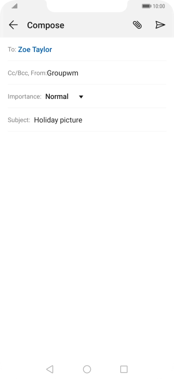 Press the text input field and write the text for your email message.