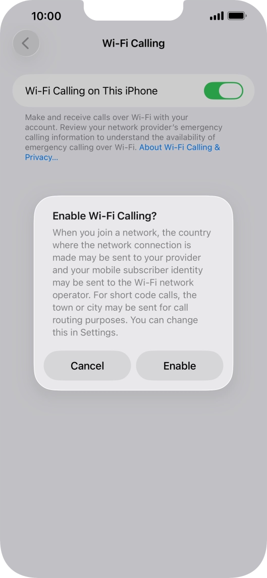 If you turn on the function, press Enable.