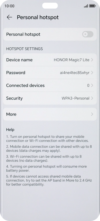 Press Password and key in the required password.
