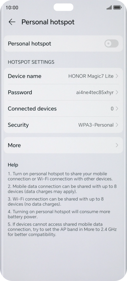 Press Password and key in the required password.
