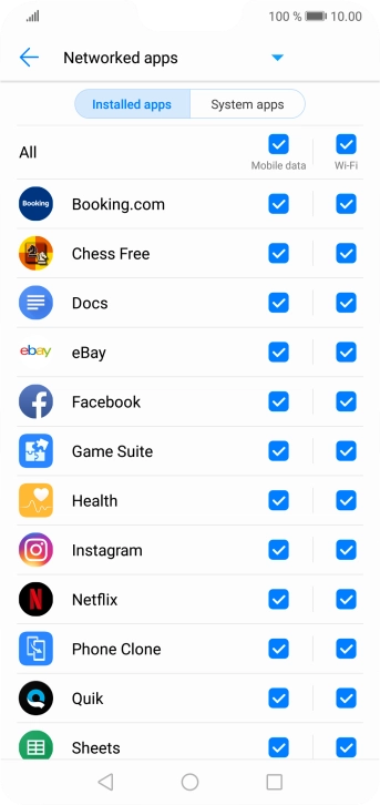 Press the field next to the application name in the 