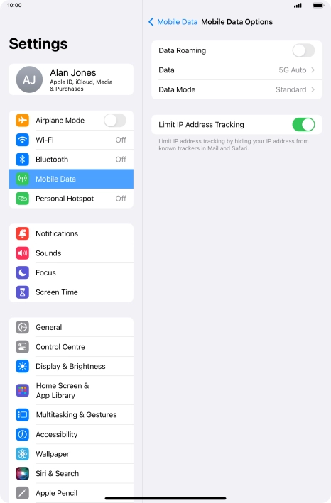 Press the indicator next to 