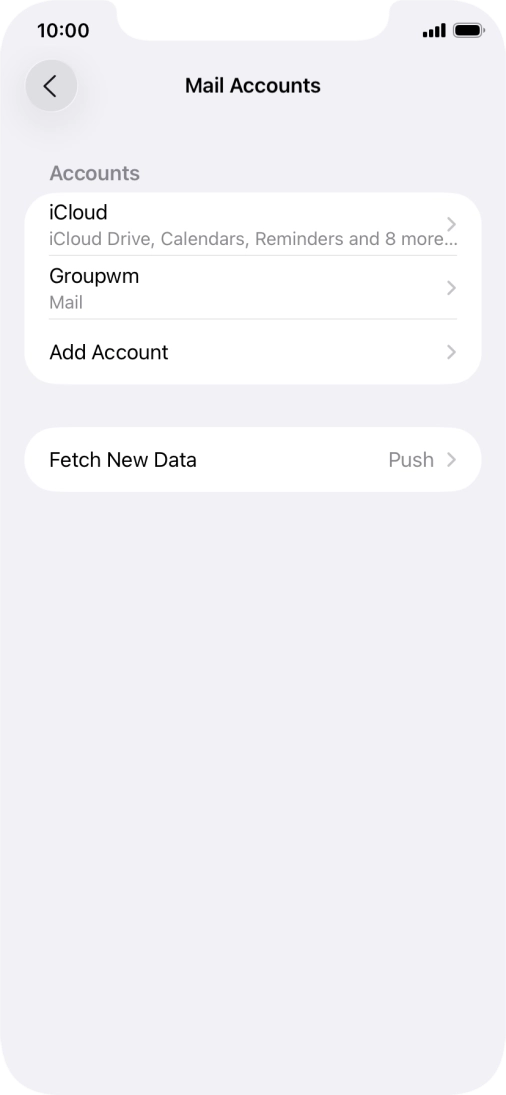 Press the name of the email account you've just set up.