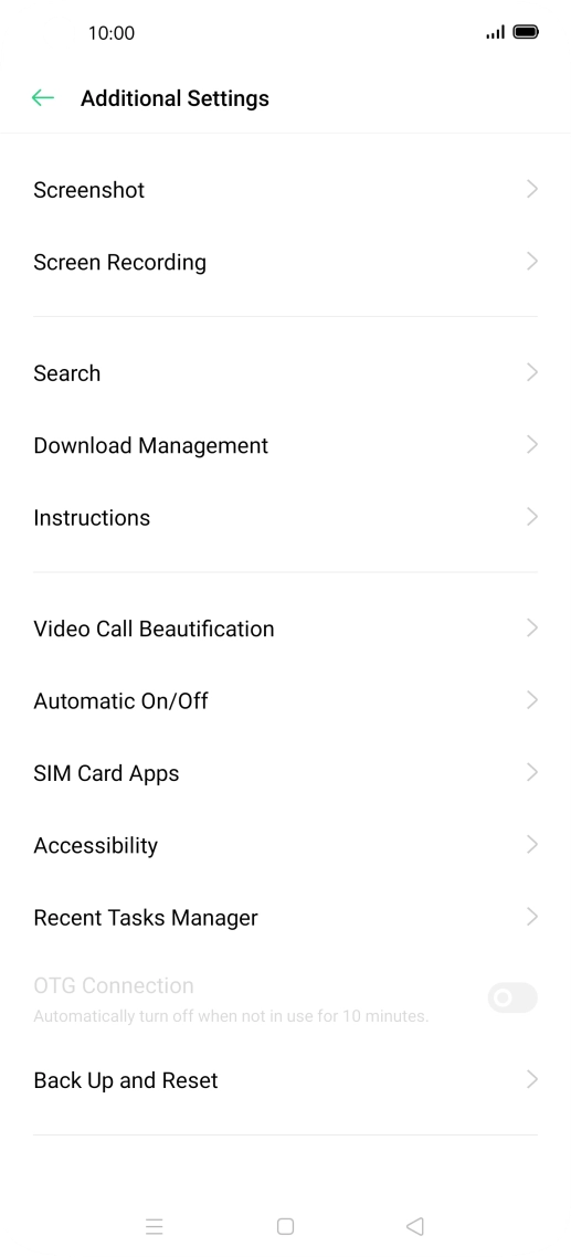 Press Back Up and Reset.