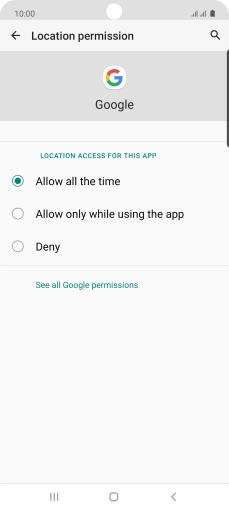 Press the required setting.