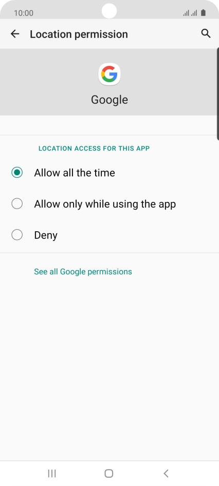 Press the required setting.