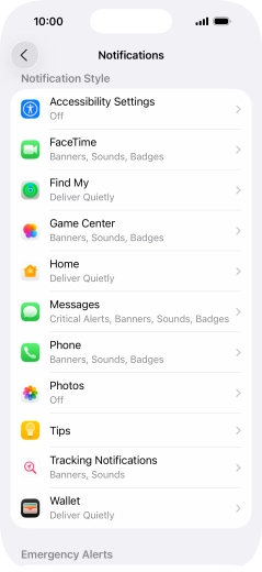 Press the required application.