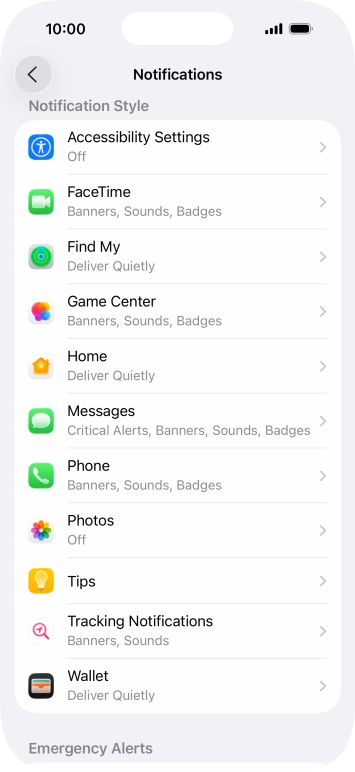 Press the required application.