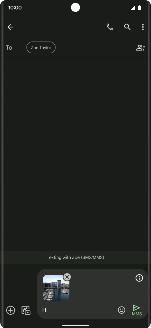 Press the send icon when you've finished your MMS.