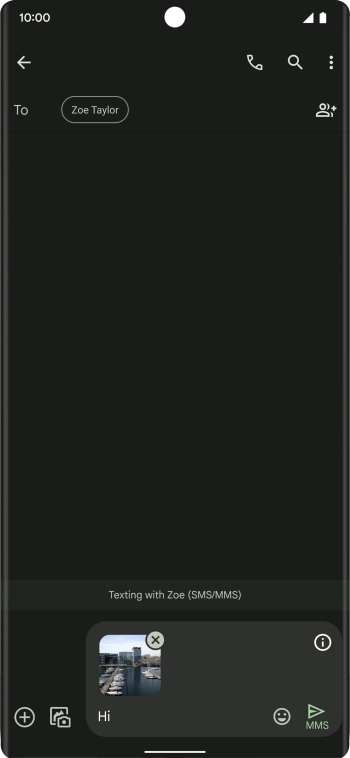 Press the send icon when you've finished your MMS.