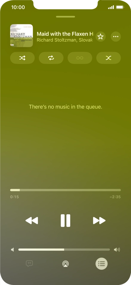 Press the shuffle icon to turn the function on or off.