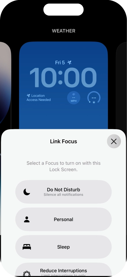 Press the required focus mode.