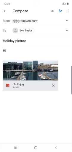 Press the send icon when you've finished your email.