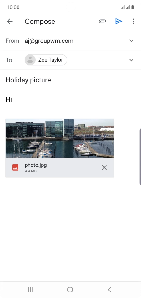 Press the send icon when you've finished your email.