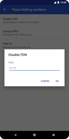 Key in your PIN2 and press OK. The default PIN2 is 0000.