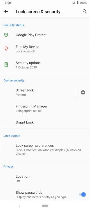 Press Screen lock and key in the current phone lock code.