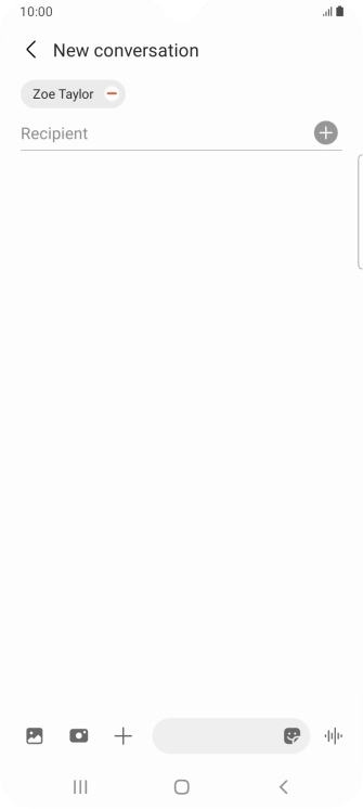 Press the text input field and write the text for your MMS.