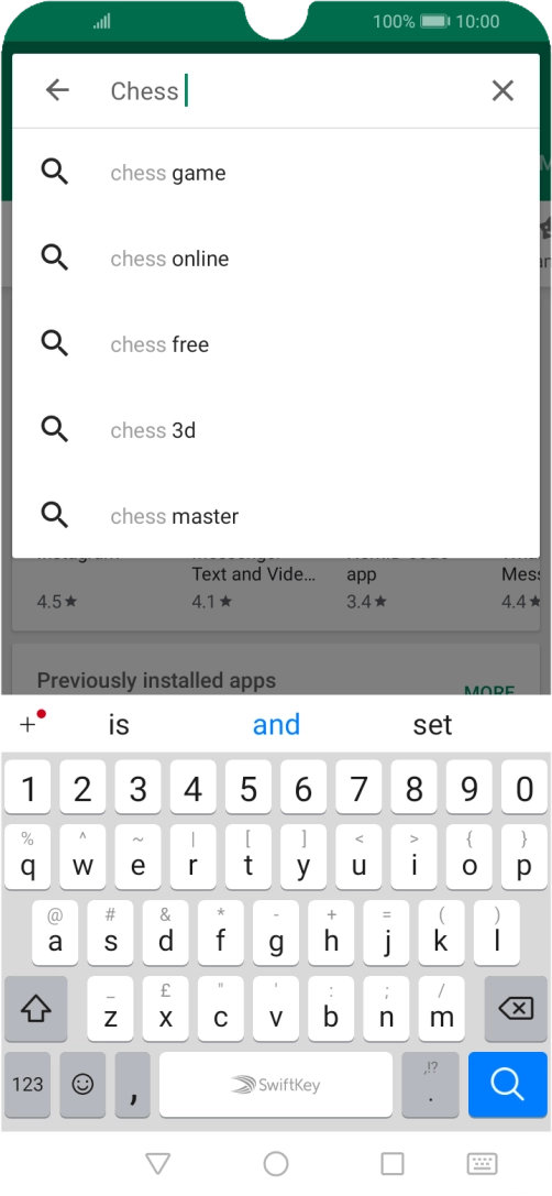 Key in the name or subject of the required app and press the search icon.