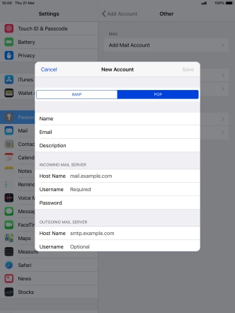 Press Host Name and key in the name of your email provider's incoming server.
