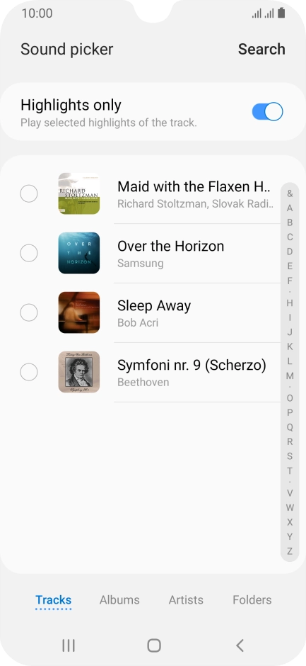 Press the required ring tones to hear them.