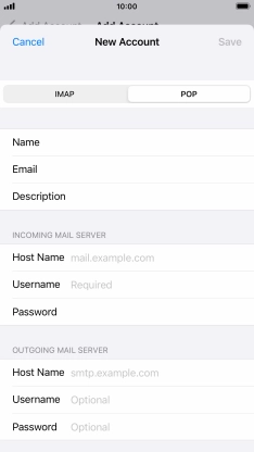 Press Host Name and key in the name of your email provider's incoming server.