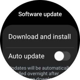 Press Download and install. If a new software version is available, it's displayed. Follow the instructions on the screen to update the smartwatch software.