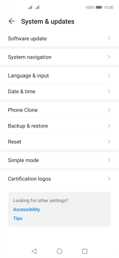 Press Software update. If a new software version is available, it's displayed. Follow the instructions on the screen to update the phone software.