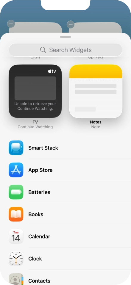 Press the required widget.