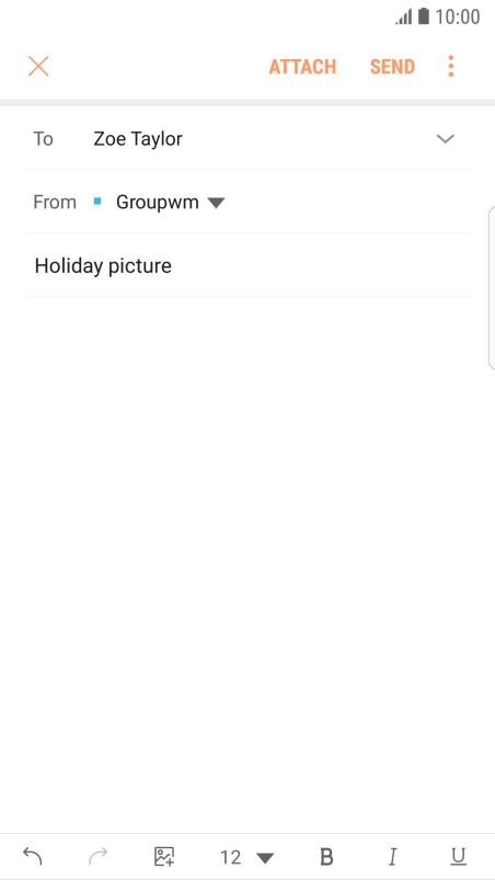 Press the text input field and write the text for your email message.