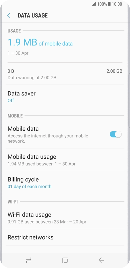The total data usage is displayed.