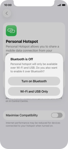 If Wi-Fi is turned on, press Wi-Fi and USB Only.