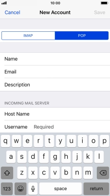 Press Username and key in the username for your email account.
