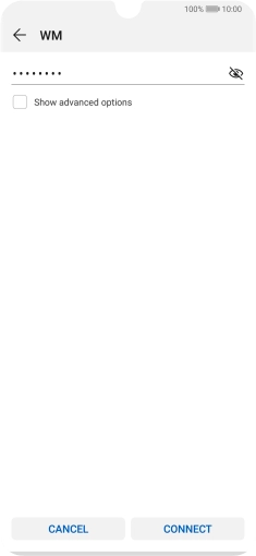 Key in the password for the Wi-Fi network and press CONNECT.