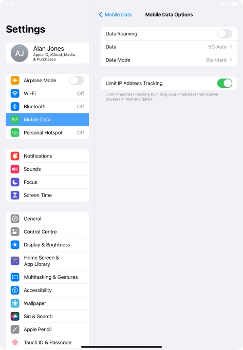 Press the indicator next to 