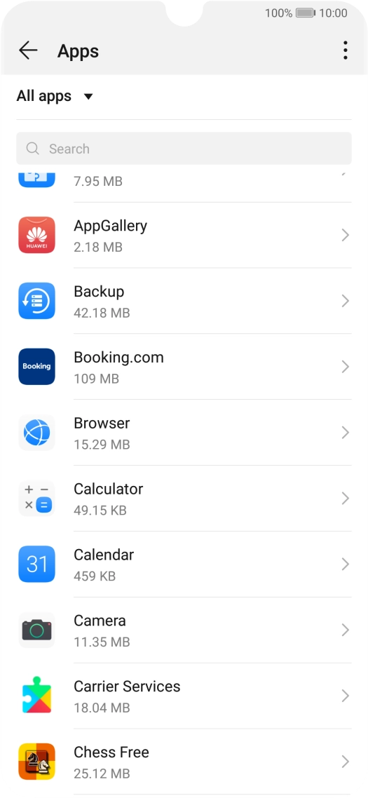 Press the required app.