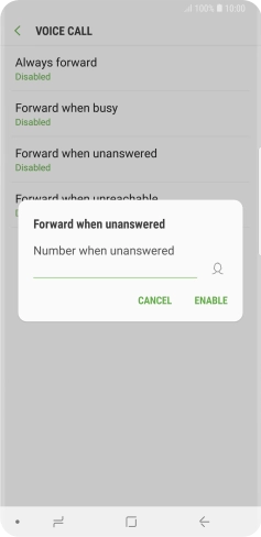 Key in +447953222222 and press ENABLE.