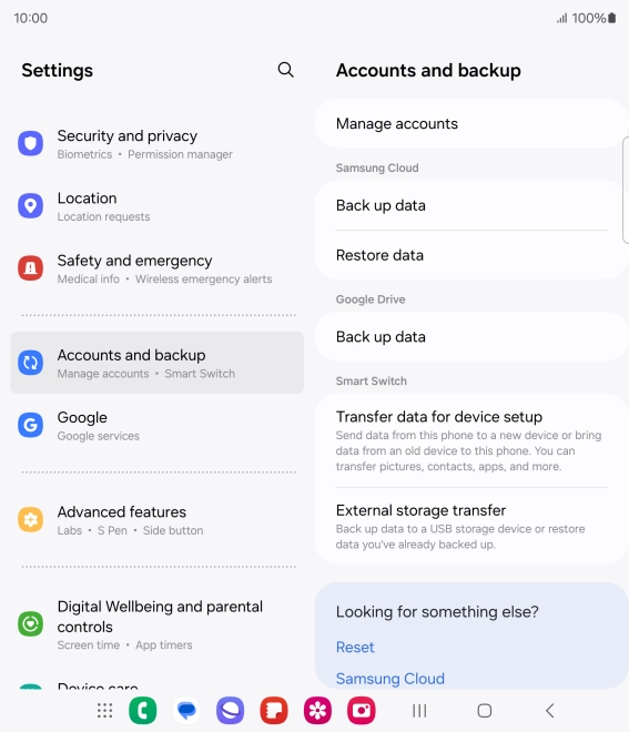 Press Manage accounts.